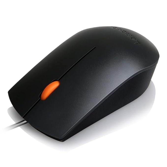 (Open Box) Lenovo 300 Wired Plug & Play USB Mouse, High Resolution 1600 DPI Optical Sensor, 3-Button Design with clickable Scroll Wheel, Ambidextrous, Ergonomic Mouse for Comfortable All-Day Grip (GX30M39704)