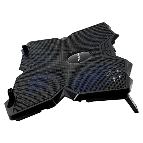 (Open Box) Amazon Basics Laptop Cooling Pad, USB Powered Portable Gaming Laptop Cooler Stand | Quiet 2 Fans with Blue LED Light | 2 Viewing Angles | Slim Chill Mat for 10 to 15.6-Inch Laptops