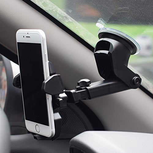 (Open Box) ELV Car Mount Adjustable Car Phone Holder Universal Long Arm, Windshield for Smartphones - Black