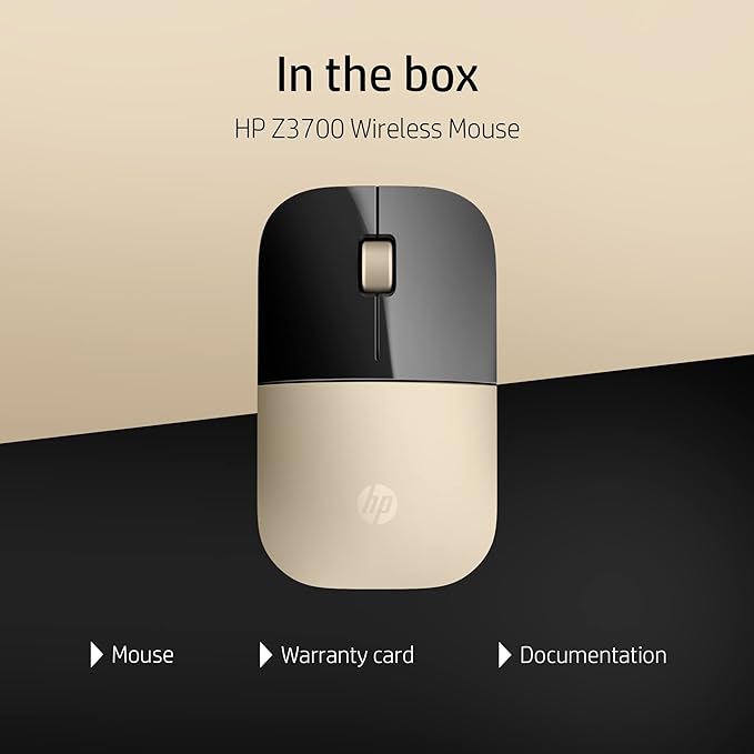 (Open Box) HP Z3700 Wireless Optical Mouse with USB Receiver and 2.4GHz Wireless Connection/ 1200DPI / 16 Months Long Battery Life/Ambidextrous and Slim Design