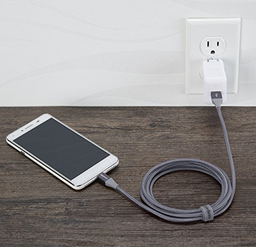 (Open Box) Amazonbasics Double Braided Nylon Micro USB Charging Cable for Android Smartphone (3 Feet, Gold)