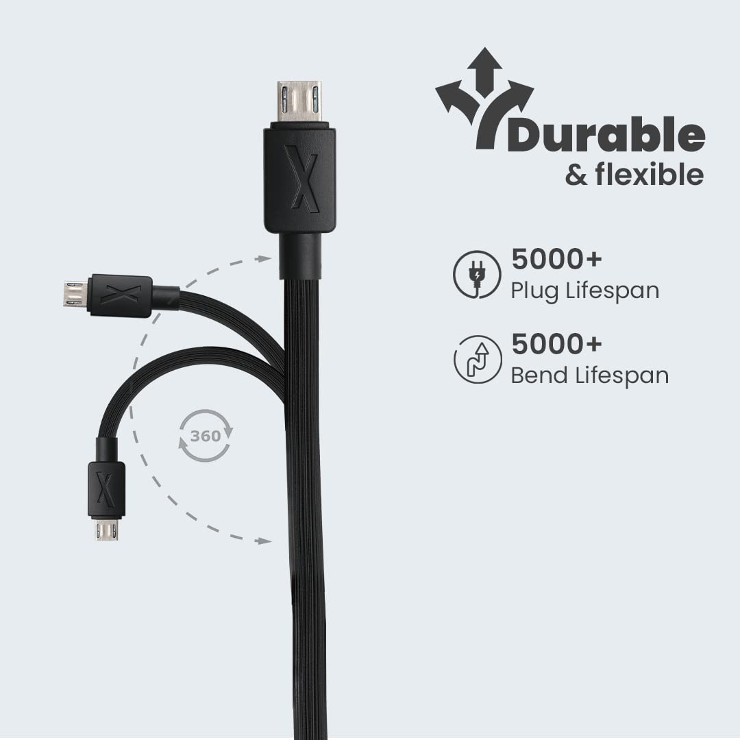 FLiX (Beetel USB to Micro USB PVC Data Sync & 2A Fast Charging Cable, Made in India, 480Mbps Data Sync, Solid Cable, 1 Meter Long USB Cable for Micro USB Devices (Black)(XCD-M11)