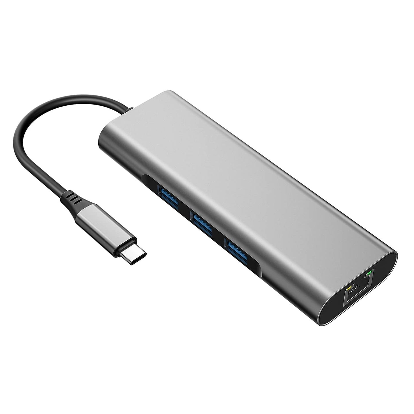 (Open Box) Amazon Basics USB-C Hub Dock 8-in-1 HDCP Aluminium Type-C Adapter with 4K HDMI Port, Ethernet 100mbps Port, USB 3.0 Port, USB-C Power Delivery, TF/SD Card Reader, Mac & Windows USB-C Devices