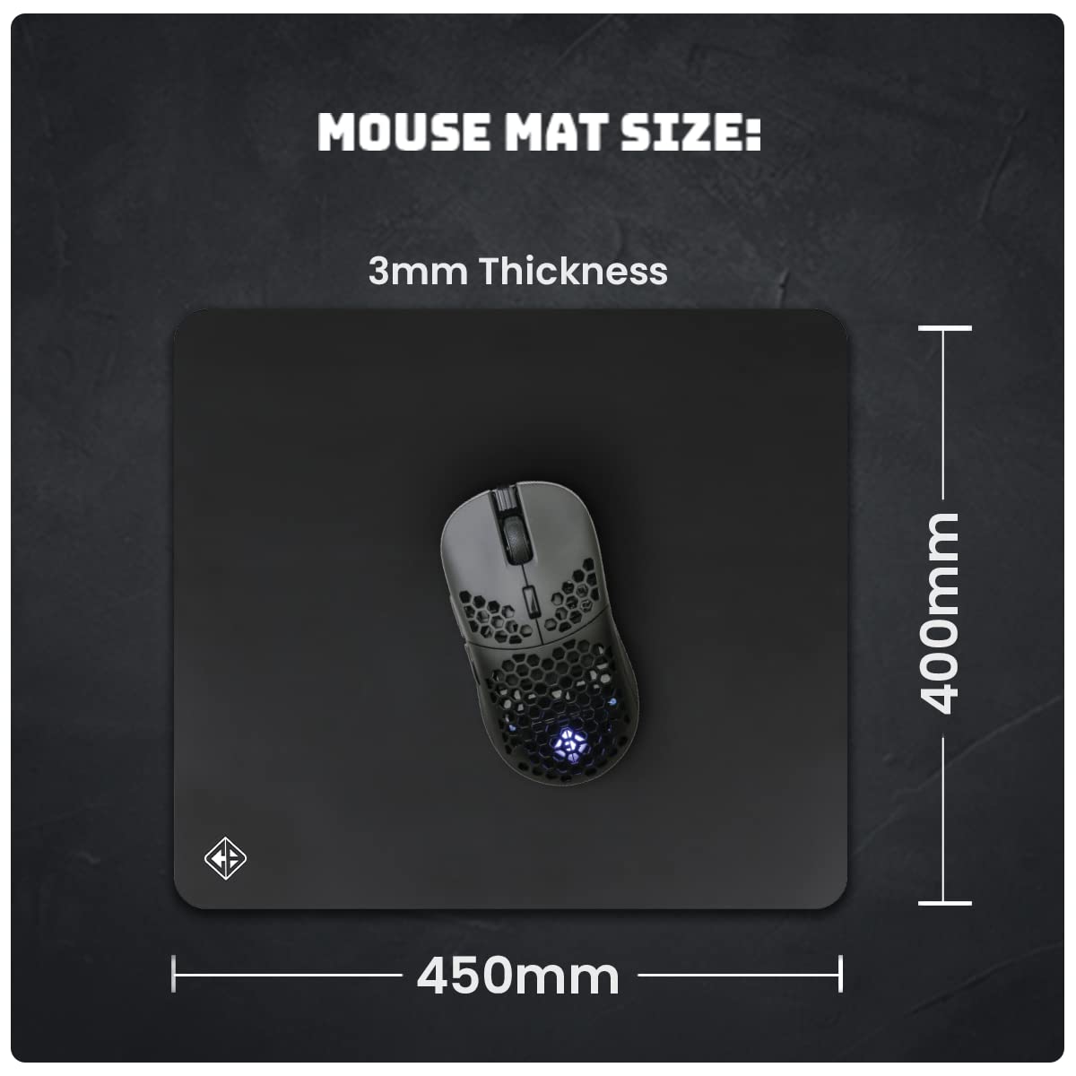 (Open Box)Cosmic Byte Glide Pro Esport Edition Mousepad, Naturally Processed Rubber, Black Film Cloth Processed for Accurate Mouse tracking, 450x400x3mm (L)