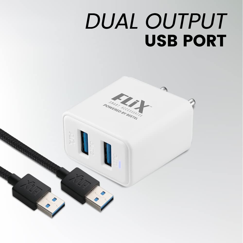 (Open Box) FLiX (Beetel) Storm 33W PD & QC Dual Port Wall Charger,USB Type A & Type C Output Widely Compatible for All Android & IOS Devices,Enhanced Safety,Light Weight & Compact,with Type C Cable (White–SD133)