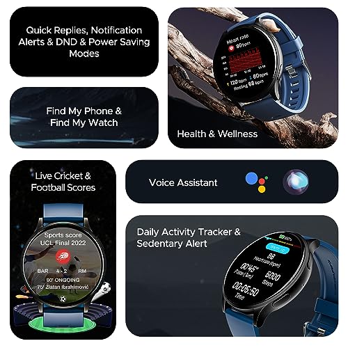 (Without box)boAt Lunar Orb w/ 1.45" (3.6 cm) AMOLED Display, BT Calling, DIY Watch Face Studio, Coins, Crest App Health Ecosystem, Live Cricket & Football Scores, IP67, Smart Watch for Men & Women(Active Black)
