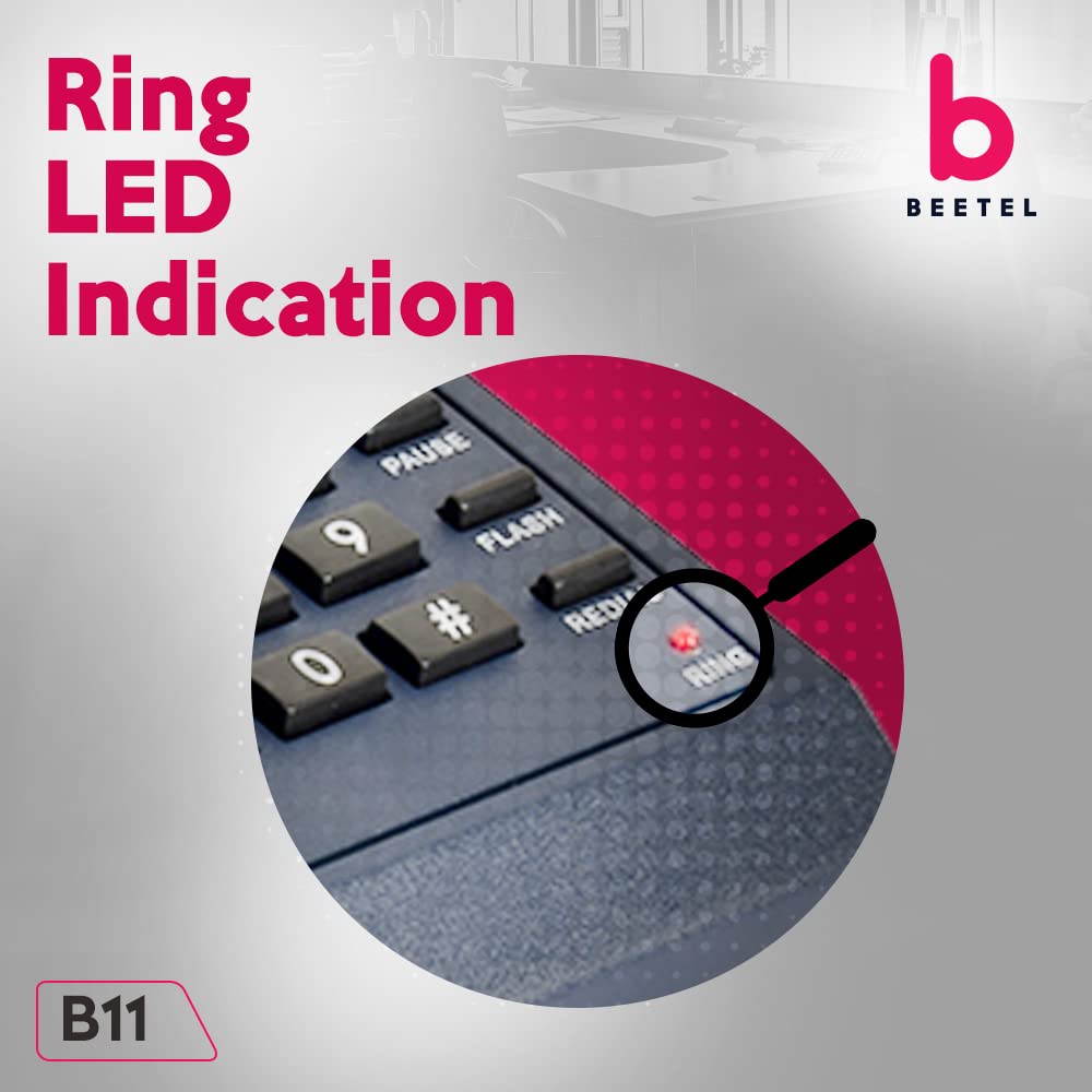 (Open Box) Beetel B11 Corded Landline Phone, Ringer Volume Control, LED for Ring Indication, Wall/Desk Mountable, Classic Design, Clear Call Quality, Mute/Pause/Flash/Redial Function (Made in India)(Black)(B11)