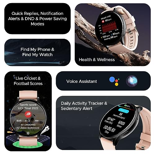 (Without box)boAt Lunar Orb w/ 1.45" (3.6 cm) AMOLED Display, BT Calling, DIY Watch Face Studio, Coins, Crest App Health Ecosystem, Live Cricket & Football Scores, IP67, Smart Watch for Men & Women(Active Black)