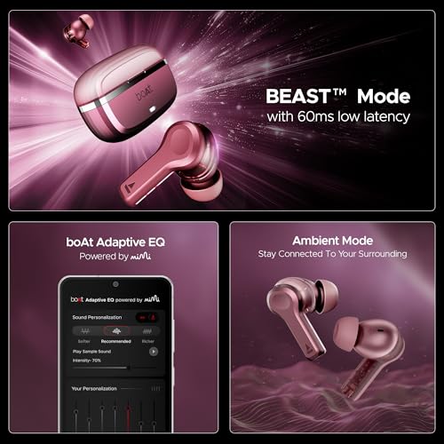 (Open Box) boAt Nirvana Space w/ 360º Spatial Audio, ANC Up to 32dB, 100hrs Playback, 4 Mics with AI-ENx™, Hearables App, Adaptive EQ, in-Ear Detection, DLC Drivers Truly Wireless in Ear Earbuds