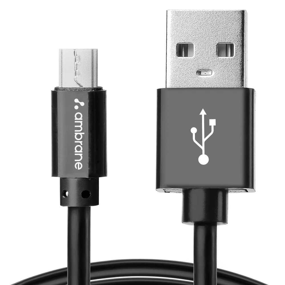 (Open Box) Ambrane 2.4A Fast Charging Output Cable with Micro to USB for Mobile, Neckband, True Wireless Earphone Charging, 480mbps Data Sync Speed, 1m Length (ACM - AZ1, Black)