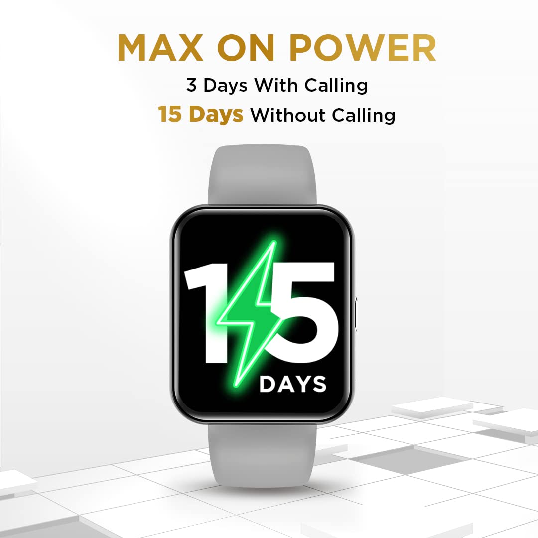 (Open Box) GIZMORE Gizfit Blaze Max 1.85" IPS Display with 240 x 280 px | 450 NITS Brightness BT Calling Edge to Edge Display, Voice Assistance, Bluetooth Smartwatch (Gray)