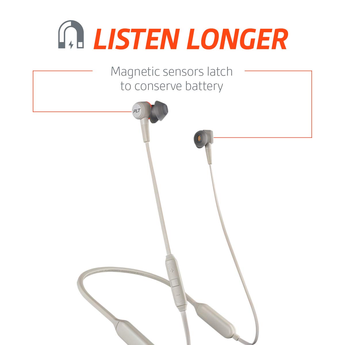 (Open Box) Plantronics BackBeat GO 410 Wireless Headphones, Active Noise Canceling Earbuds,Bone