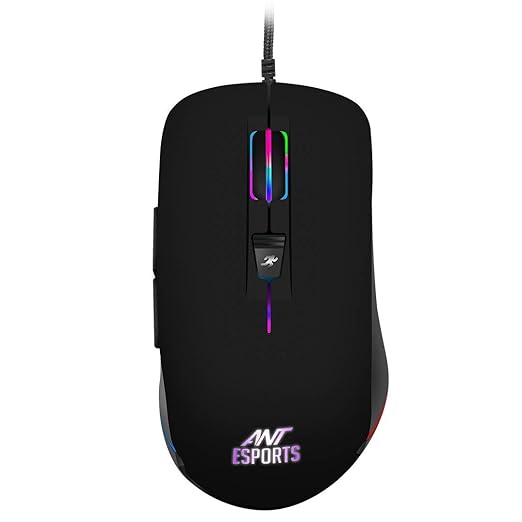 (Open Box) Ant Esports GM100 RGB Optical Wired Gaming Mouse | 4800 DPI for FPS and MOBA Games Blac