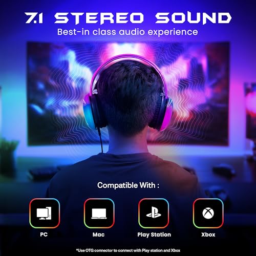 (Open Box) HAMMER Blaze Wired Over Ear Gaming Headphones with Mic, 50mm Drivers, Full RGB Lights, Gaming Headset with Adjustable Bands, Breathable earcushion, 1.5Mtr Wire with USB (Black)