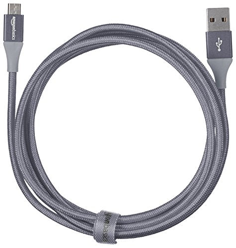 (Open Box) Amazonbasics Double Braided Nylon Micro USB Charging Cable for Android Smartphone (3 Feet, Gold)