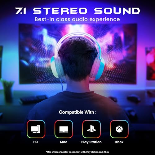(Open Box) HAMMER Blaze Wired Over Ear Gaming Headphones with Mic, 50mm Drivers, Full RGB Lights, Gaming Headset with Adjustable Bands, Breathable earcushion, 1.5Mtr Wire with USB (Black)