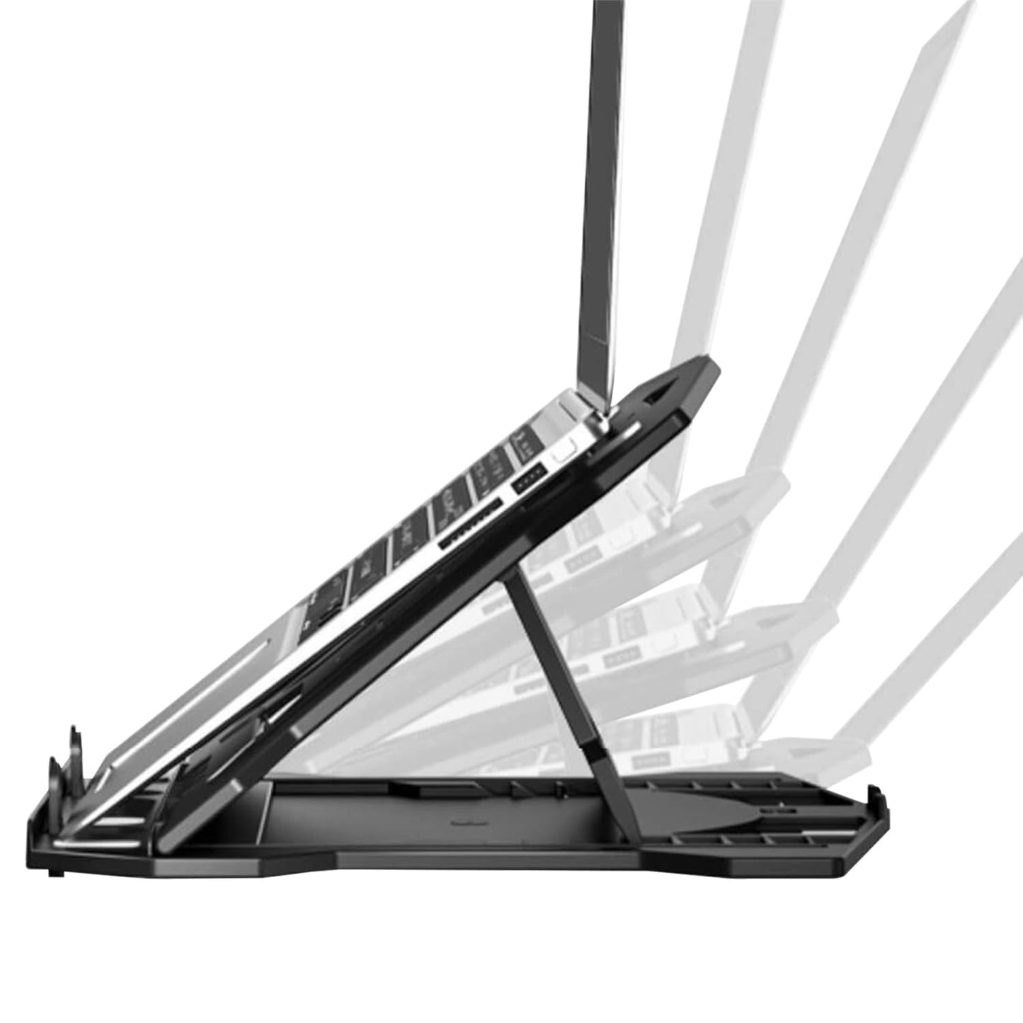 (Open Box) amazon basics 2-in-1 Laptop and Mobile Stand, Ergonomic, Adjustable Height, Anti-Slip Base, Heat Dissipation, Portable, Lightweight, Compatible with All Laptops Up to 15.6" (Abs, Black)