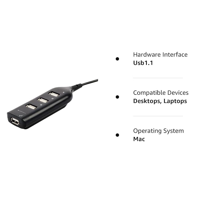 (Open Box) Zebronics ZEB-90HB USB Hub, 4 Ports, Pocket Sized, Plug & Play, for Laptop & Computers