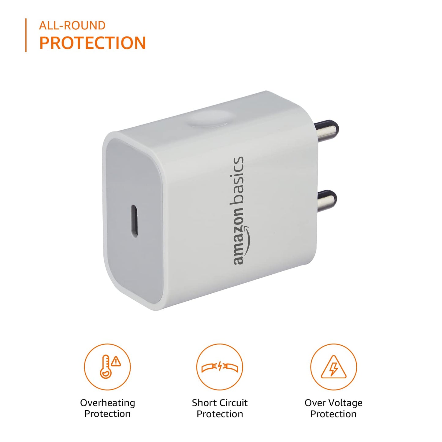 (Open Box) amazon basics 20 Watts Phone Charger For Type C Adapter With Charging Without Cable Easy To Carry(White)