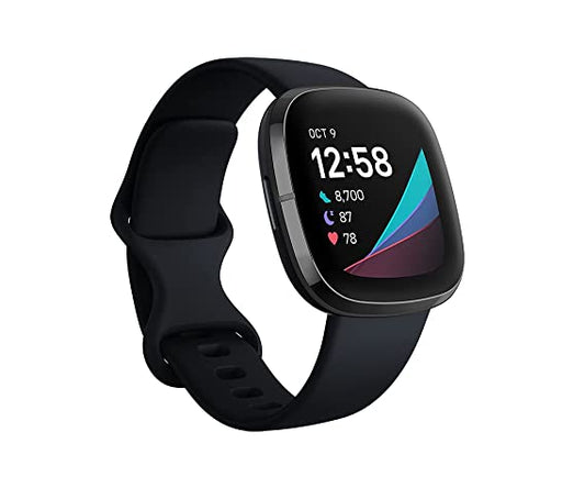 (Open Box) Fitbit Sense Advanced Smartwatch with Tools for Heart Health, Stress Management & Skin Temperature Trends, Alexa Built-in, Carbon/Graphite, One Size S & L Bands