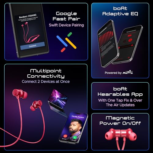 (Open Box)boAt Rockerz 255 Touch Neckband with Full Touch Controls,Spatial Audio,Up to 30H Playtime,ASAP Charge,Beast Mode,Enx Technology(Deep Blue),in-Ear,Bluetooth