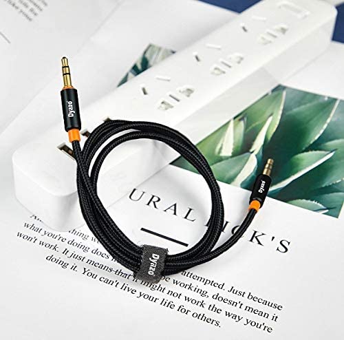 Dyazo 6 ft Aux Cable with 3.5mm Male To Male jack | Nylon Braided | Long Audio Cable | 24 K Gold Plated Stereo Wire Made For Mobile, Headphones & Speaker, car (Black & Orange)