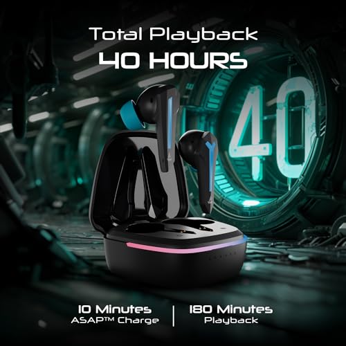 (Open box)boAt Immortal 111 TWS in Ear Earbuds with Up to 40 Hours of Playtime, 40 Ms Super-Low Latency Beast Mode, RGB LEDs, Quad Mics with Enx Tech, ASAP Charge, Iwp Tech, Ipx4, Btv5.3(Black Sabre)
