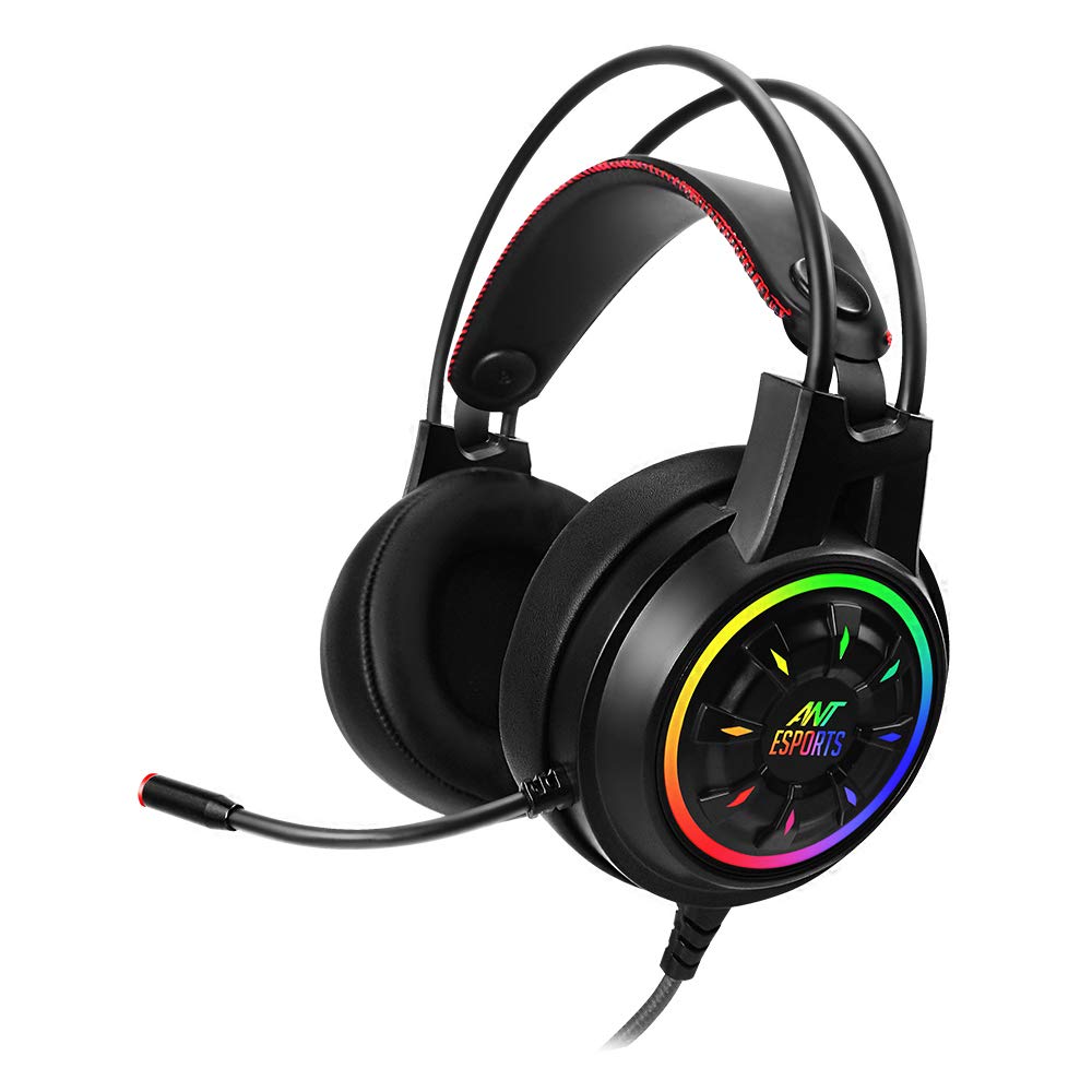 (Open Box) Ant Esports H707 HD RGB Wired Gaming Headset | Noise Cancelling Over-Ear Headphones with Mic for PC / PS4 / Xbox One/Nintendo Switch/Mac