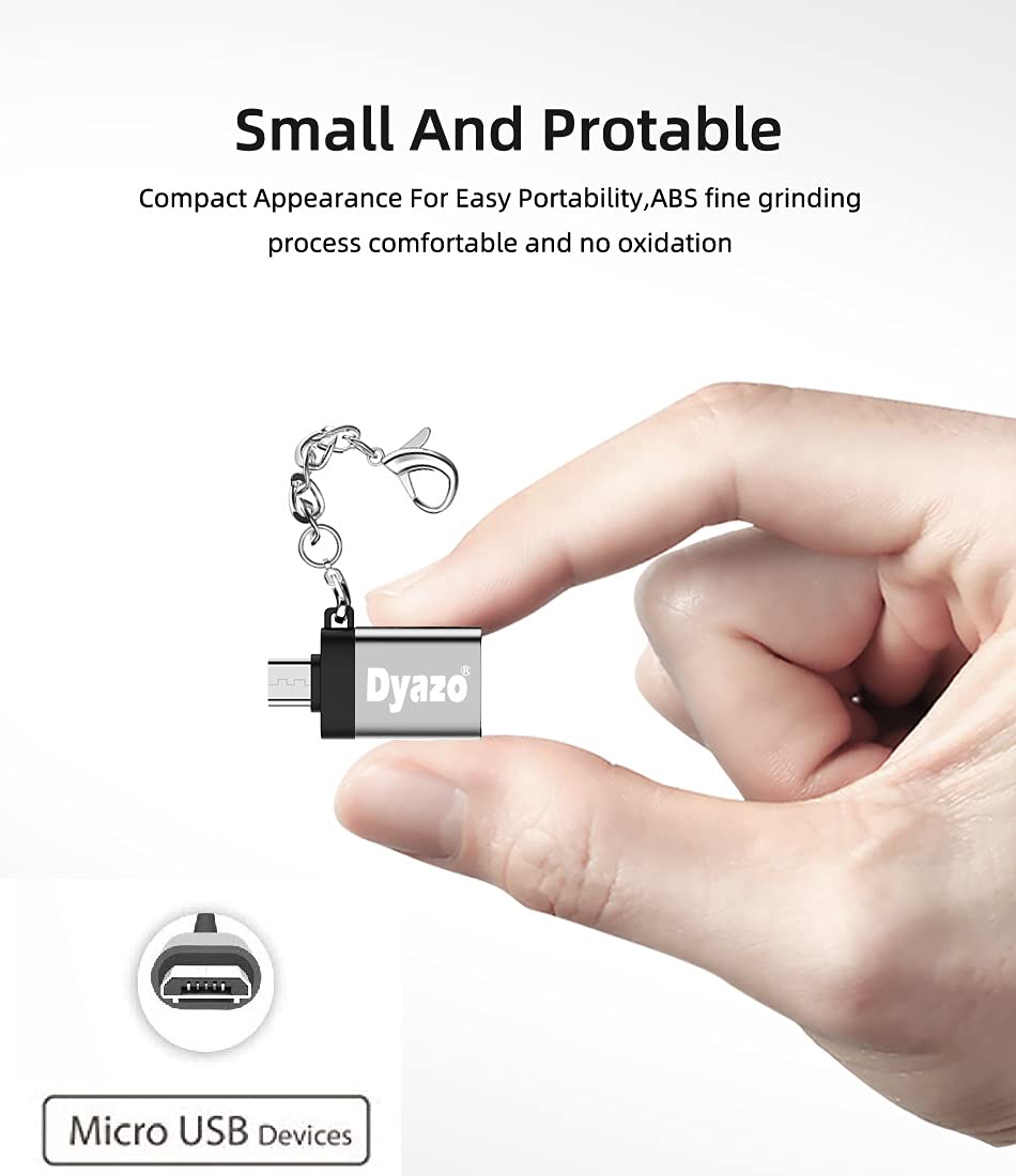 (Open Box) Dyazo Aluminium Portable High Speed Micro USB to USB A Female OTG Adapter/Converter Compatible with Samsung S6 Edje S7 Edge S4 LG G4, Mouse, Keyboard, Flash Drive All Micro O.T.G Enable Devices