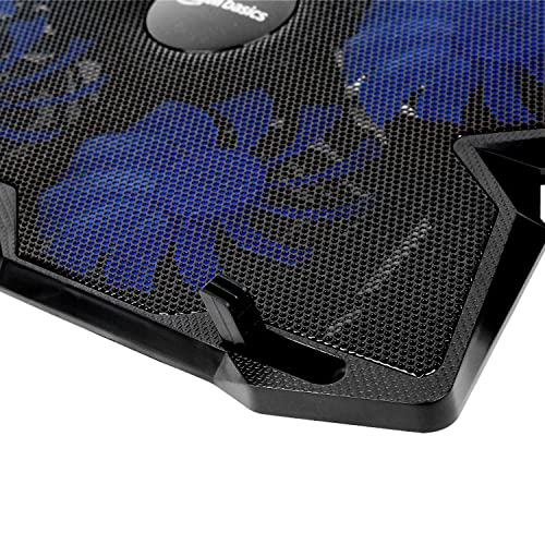 (Open Box) Amazon Basics Laptop Cooling Pad, USB Powered Portable Gaming Laptop Cooler Stand | Quiet 2 Fans with Blue LED Light | 2 Viewing Angles | Slim Chill Mat for 10 to 15.6-Inch Laptops