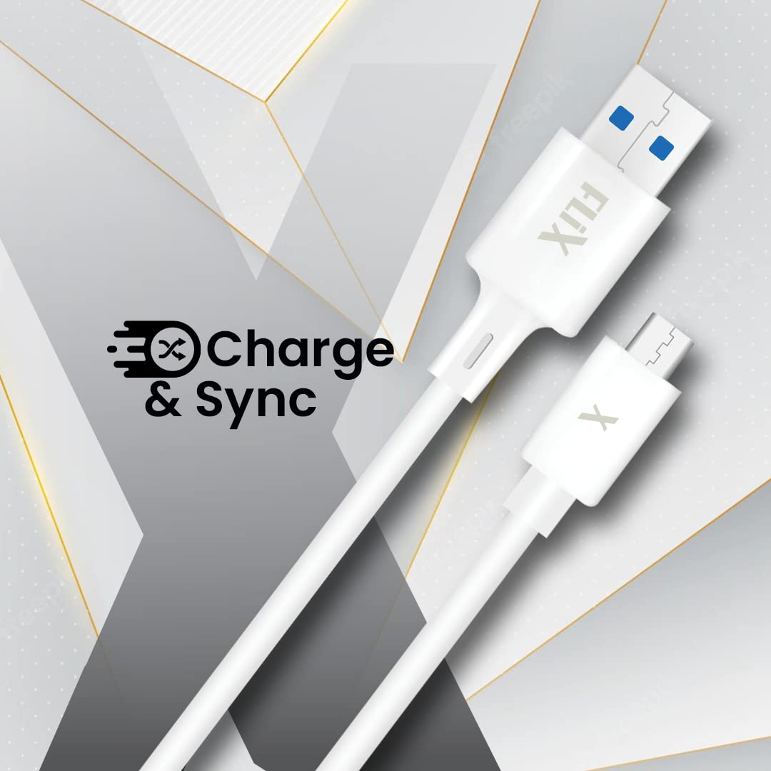 FLiX (Beetel USB to Micro USB PVC Data Sync & 2A Fast Charging Cable, Made in India, 480Mbps Data Sync, Solid Cable, 1 Meter Long USB Cable for Micro USB Devices (Black)(XCD-M11)