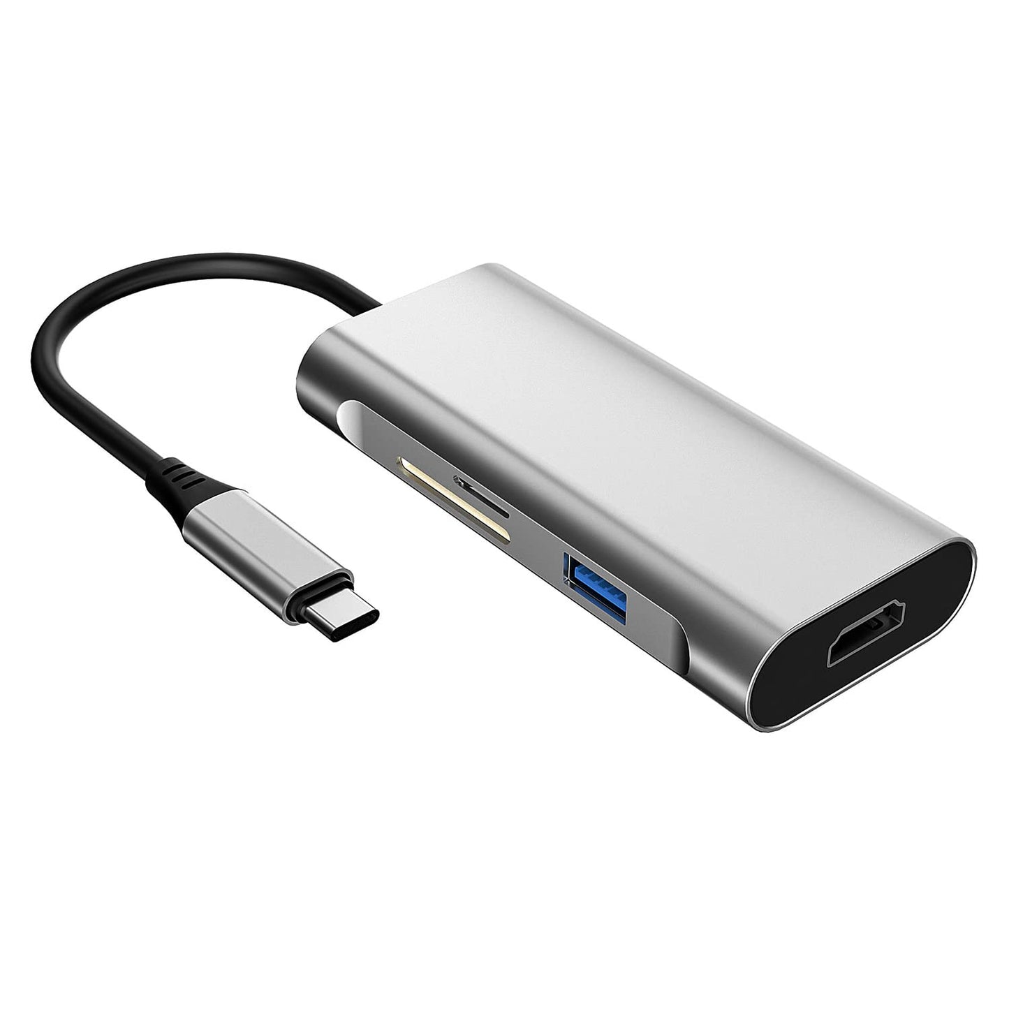 (Open Box) Amazon Basics USB-C Hub Dock 8-in-1 HDCP Aluminium Type-C Adapter with 4K HDMI Port, Ethernet 100mbps Port, USB 3.0 Port, USB-C Power Delivery, TF/SD Card Reader, Mac & Windows USB-C Devices
