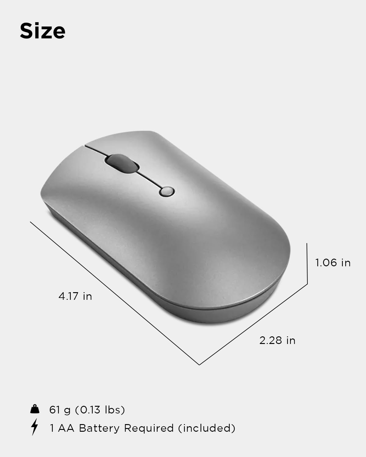 (Open Box) Lenovo 600 Bluetooth 5.0 Silent Mouse: Compact, Portable, Dongle-Free Multi-Device connectivity with Microsoft Swift Pair | 3-Level Adjustable DPI up to 2400 | Battery Life: up to 1 yr