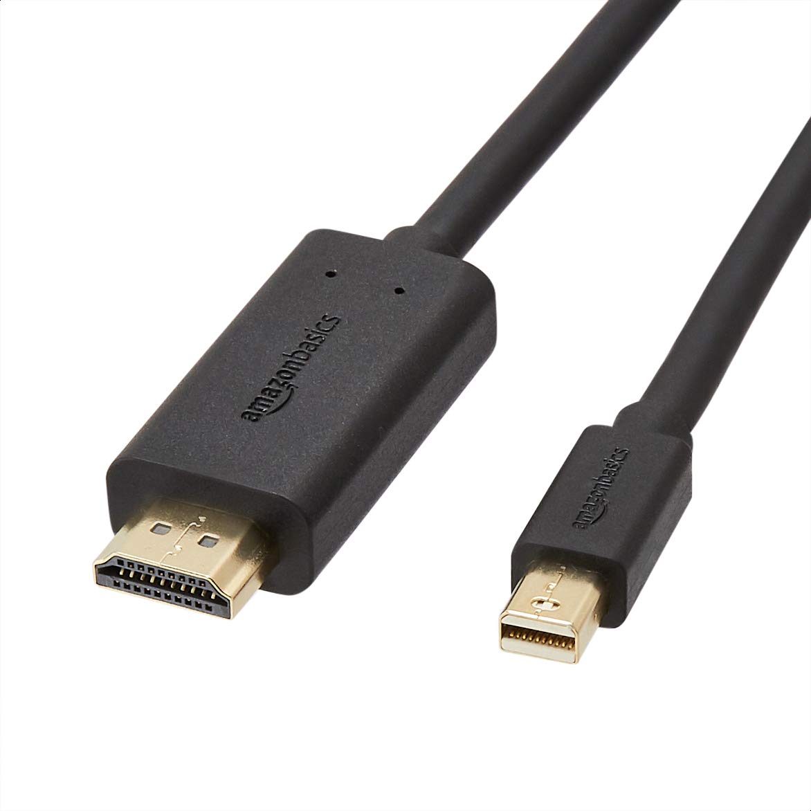 (Open Box) Amazon Basics Mini Display Port to HDMI Cable - 6 Feet, Gold & High-Speed HDMI Cable, 3 Feet - Supports Ethernet, 3D, 4K video,Black
