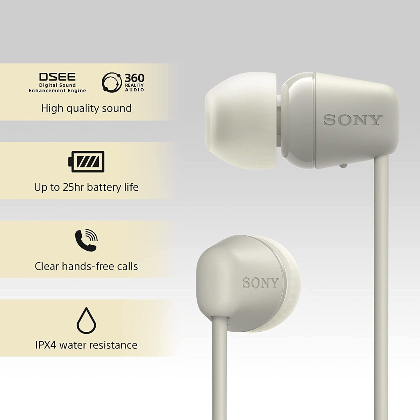 (Open box)Sony WI-C100 Wireless Headphones with Customizable Equalizer for Deep Bass & 25 Hrs Battery, DSEE-Upscale, Splash Proof, 360RA, Fast Pair, in-Ear Bluetooth Headset with mic for Phone Calls (Black)