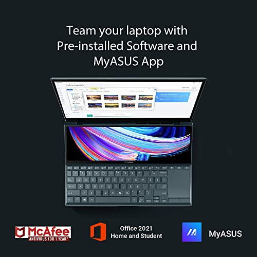 (Brand Refurbished) ASUS ZenBook Duo 14 (2021) Dual Screen Laptop, 14" (35.56 cm) FHD, Intel Core i5-1155G7 11th Gen, (16GB/512GB SSD/Windows 11/Office 2021/2GB NVIDIA GeForce MX450/Blue/1.62 Kg), UX482EGR-KA521WS