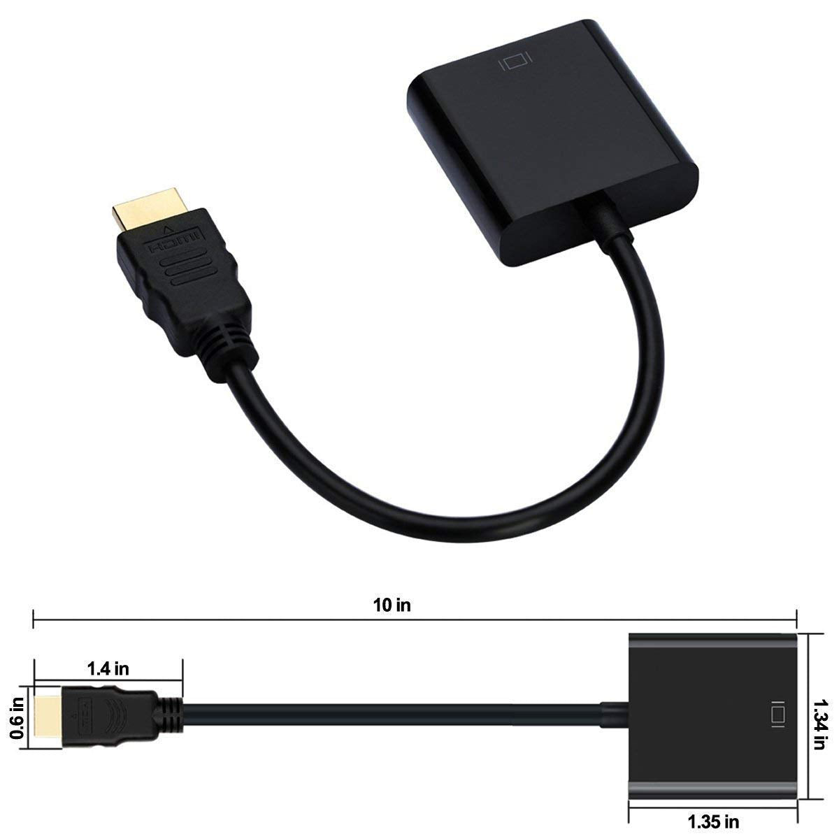 (Open Box)PremiumAV HDMI Male to VGA Female Video Converter Adapter Cable (Black)