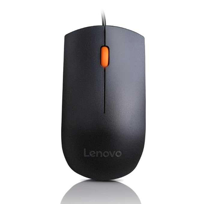 (Open Box) Lenovo 300 Wired Plug & Play USB Mouse, High Resolution 1600 DPI Optical Sensor, 3-Button Design with clickable Scroll Wheel, Ambidextrous, Ergonomic Mouse for Comfortable All-Day Grip (GX30M39704)