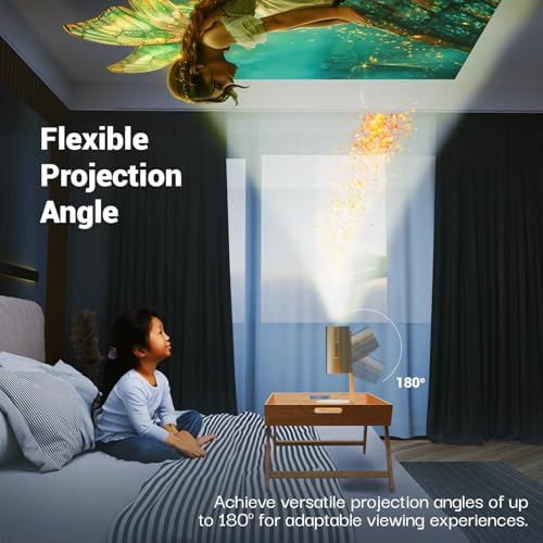 (Open Box) Lifelong Lightbeam Smart Projector for Home 4K Support, Native 720p HD Resolution, 2500 Lumen, Rotabable Design, Speaker, Android 11 with Built-in Apps (Netflix, Prime, Youtube) WiFi, 100''Max Display