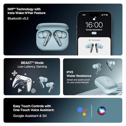 (Open Box) boAt Airdopes 280 ANC Truly Wireless in-Ear Earbuds with 32dB ANC, Ambient Mode, 60HRS Playback, 13mm Drivers, 4 Mics ENx™, in-Ear Detection, ASAP™ Charge,Beast Mode,IPX5 Ear Buds TWS (Active Black)