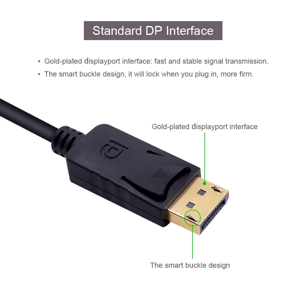 (Open Box)Lapster DisplayPort to VGA Adapter, Gold-Plated DP to VGA Cord (Male to Female) Compatible with Computer, Desktop, Laptop, PC, Monitor, Projector, HDTV