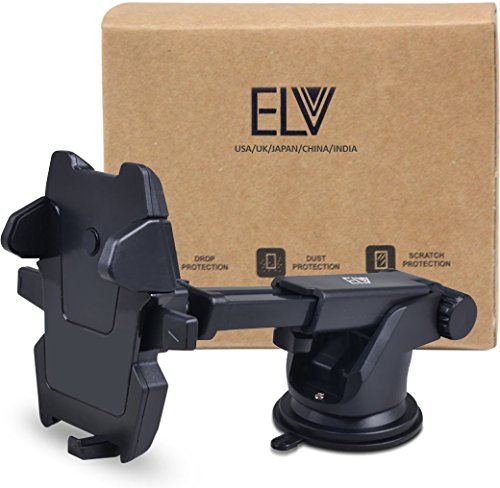 (Open Box) ELV Car Mount Adjustable Car Phone Holder Universal Long Arm, Windshield for Smartphones - Black