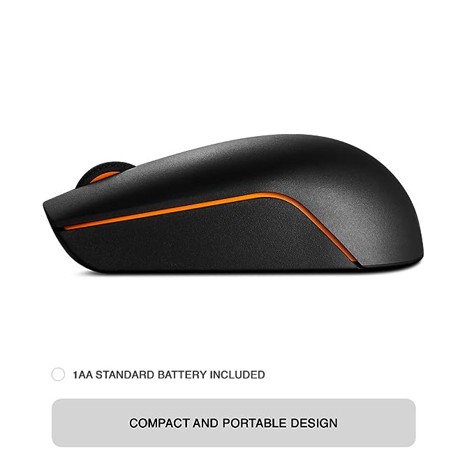 (Open Box) Lenovo 300 Wireless Compact Mouse, 1000 DPI Optical sensor, 2.4GHz Wireless Nano USB, 10m range, 3-button(left,right,scroll) upto 3M left/right clicks & 1yr battery, Ambidextrous, Ergonomic GX30K79401