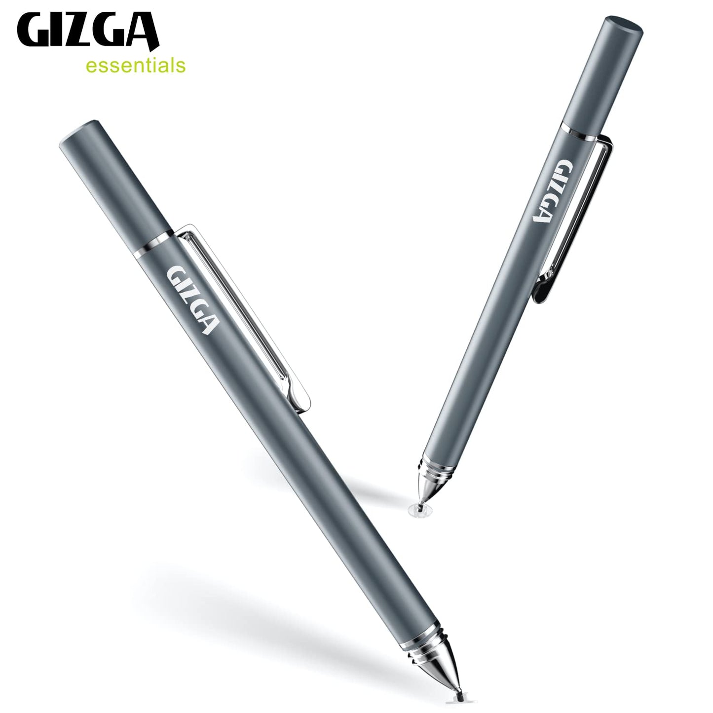 (OPEN BOX )GIZGA Capacitive Stylus Pen for Smartphone/Tablet/iPad/Pro/Air/iPhone/iOS/Android/All Touch Screens Devices| Fine Point Disc Tip, Lightweight Aluminum Body Magnetic Cap Drawing Writing (Grey