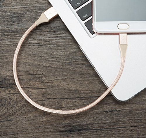 (Open Box) Amazonbasics Double Braided Nylon Micro USB Charging Cable for Android Smartphone (3 Feet, Gold)