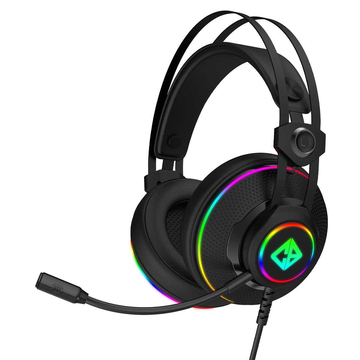 (Open Box)Cosmic Byte Proteus Headset Dual Input USB and 3.5mm, 7.1 Surround Sound, RGB LED, ENC Microphone, Memory Foam Earcushions, Windows Software (White)