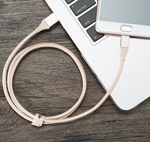 (Open Box) Amazonbasics Double Braided Nylon Micro USB Charging Cable for Android Smartphone (3 Feet, Gold)