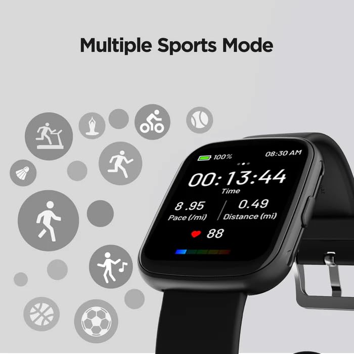 (Open Box)Boat Wave Play Vivid 1.69" (4.29cm) HD Display Smartwatch with IP68 Dust & Water Resistance, 10+ Sport Modes