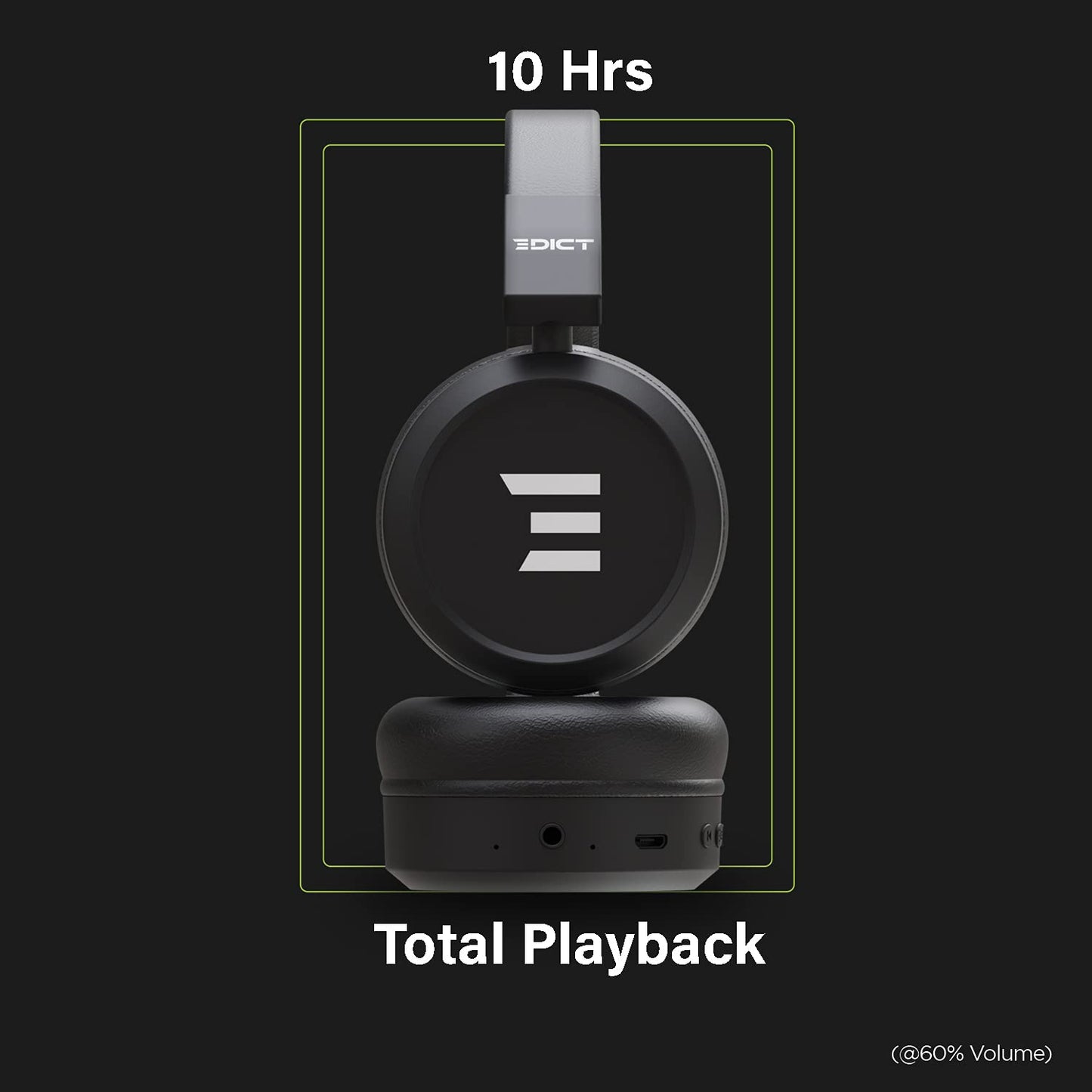 (Without Box) EDICT by Boat DynaBeats EWH01 Wireless Bluetooth On Ear Headphone with Mic (Black)