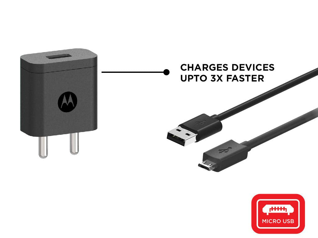 (Open Box)Motorola SJSC44 10W Rapid Charger with Micro USB Cable- Black